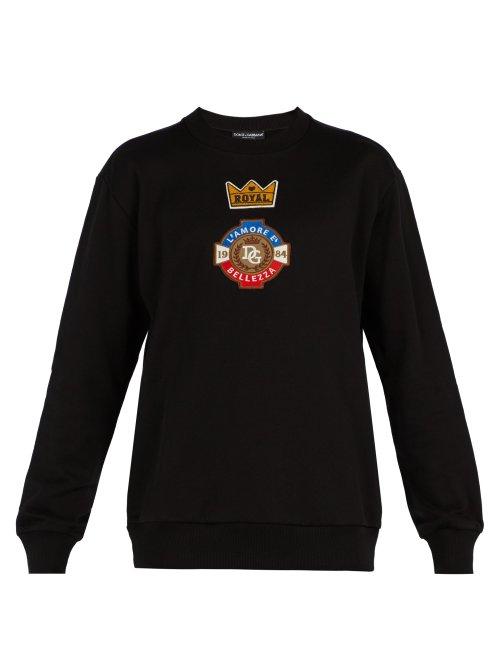 Matchesfashion.com Dolce & Gabbana - 'l'amore  Belleza' Cotton Jersey Sweatshirt - Mens - Black