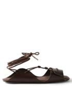 Lemaire - Opanca Wraparound Leather Sandals - Womens - Dark Brown