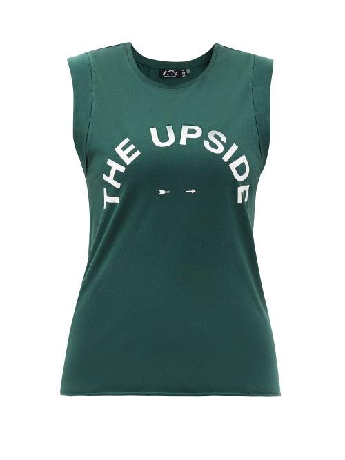 Matchesfashion.com The Upside - Muscle Logo-print Cotton-jersey Tank Top - Womens - Green