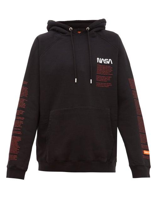 Matchesfashion.com Heron Preston - Nasa Logo Embroidered Cotton Hooded Sweatshirt - Mens - Black Multi
