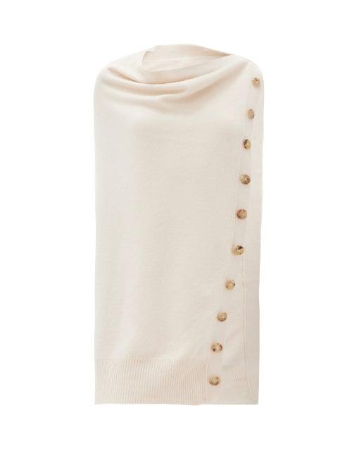 Matchesfashion.com The Row - Arden Draped Buttoned Wool-blend Shawl - Womens - Beige