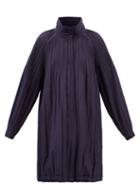Pleats Please Issey Miyake - Technical-pleated Padded Coat - Womens - Navy