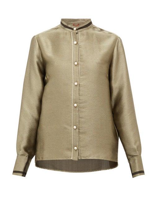 Matchesfashion.com F.r.s - For Restless Sleepers - Eurito Pearl-button Lam Blouse - Womens - Gold