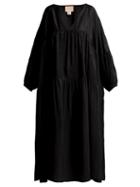 Matchesfashion.com Anaak - Airi Tiered Silk Satin Dress - Womens - Black