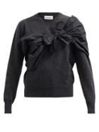 Molly Goddard - Lisbeth Wool And Taffeta Shawl Sweater - Womens - Charcoal