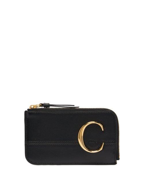 Matchesfashion.com Chlo - C Monogram Leather Card And Coin Purse - Womens - Black