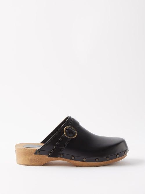 Isabel Marant - Thalia Buckled Leather Clogs - Womens - Black Multi