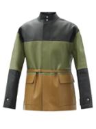 Matchesfashion.com Loewe - Anagram-debossed Patchwork-leather Jacket - Mens - Multi