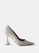 Amina Muaddi - Ami 95 Metallic-leather Pumps - Womens - Silver