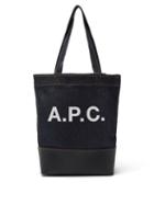 Mens Bags A.p.c. - Axelle Logo-print Denim And Leather Tote Bag - Mens - Navy