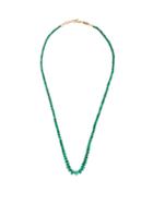 Matchesfashion.com Azlee - Beaded Emerald & 18kt Gold Necklace - Womens - Green