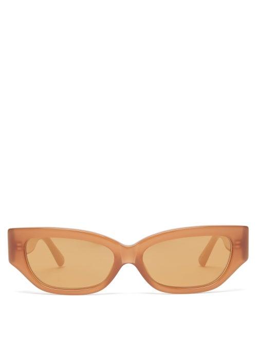 The Attico - X Linda Farrow Venessa Cat-eye Sunglasses - Womens - Brown