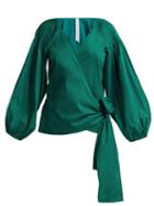 Matchesfashion.com Merlette - Sant Josep Cotton Wrap Top - Womens - Green