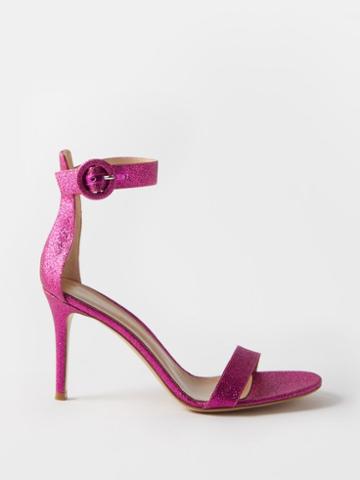 Gianvito Rossi - Portofino 85 Metallic-leather Sandals - Womens - Pink