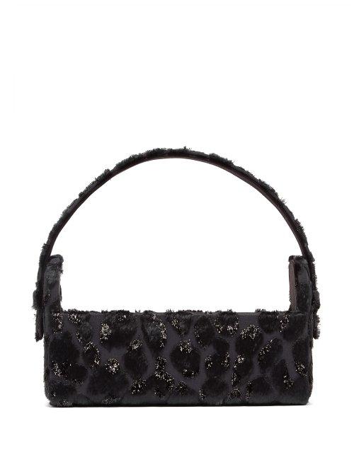 Matchesfashion.com Bienen-davis - Rgine Leopard Print Velvet Devor Clutch Case - Womens - Black