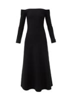 Matchesfashion.com Gabriela Hearst - Gurshka Off-the-shoulder Merino-wool Midi Dress - Womens - Black