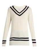 Frame Varsity V-neck Wool And Cashmere-blend Sweater