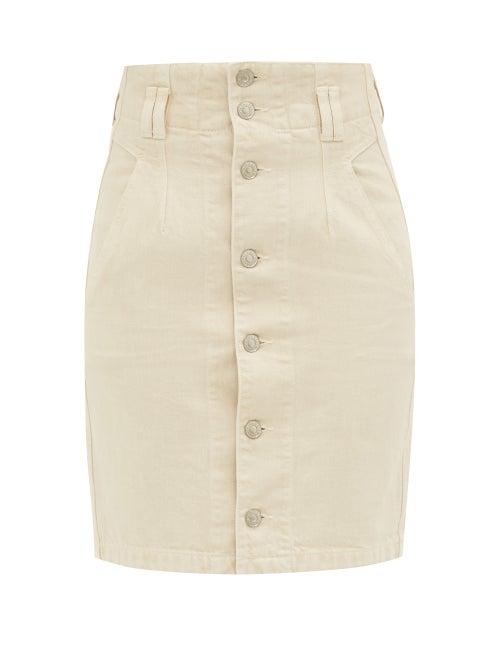 Isabel Marant Toile - Tloan Buttoned Denim Mini Skirt - Womens - Ivory