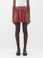 Erl - Plaid Pleated Cotton Mini Skirt - Womens - Red Multi