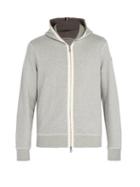 Matchesfashion.com Moncler - Waffle Knit Cotton Hooded Sweatshirt - Mens - Grey