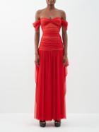 Norma Kamali - Walter Bardot Mesh Goddess Dress - Womens - Red