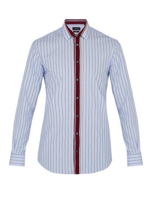 Matchesfashion.com Joseph - Striped Cotton Poplin Shirt - Mens - Blue