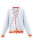 Joostricot - Smiley Stripe-trim Knitted Cardigan - Womens - Blue
