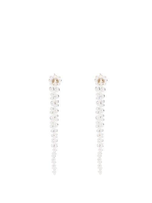 Matchesfashion.com Simone Rocha - Floral Beaded Drop Earrings - Womens - Clear