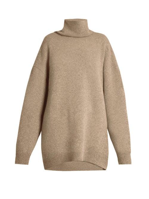Matchesfashion.com Raey - Displaced-sleeve Roll-neck Wool Sweater - Womens - Grey