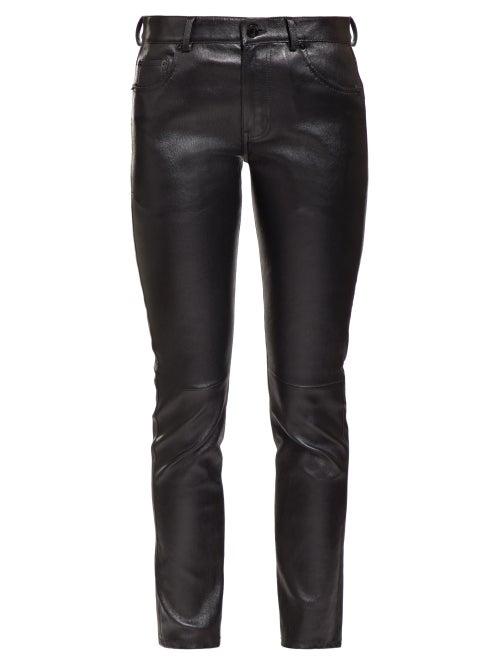 Matchesfashion.com Saint Laurent - Slim Leg Leather Trousers - Womens - Black