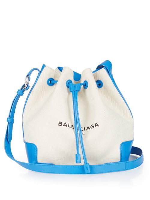 Balenciaga Ligne Canvas And Leather Bucket Bag