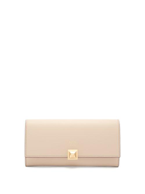 Matchesfashion.com Fendi - Studded Foldover Leather Wallet - Womens - Beige Multi