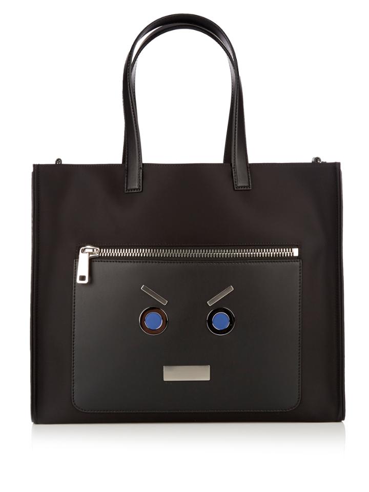Fendi No Words Nylon And Leather Tote