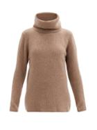 Matchesfashion.com Ernest Leoty - Ombelined Roll-neck Ribbed Wool-blend Sweater - Womens - Dark Beige