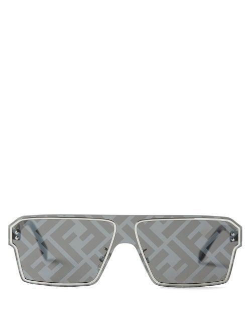 Fendi - Square Metal Sunglasses - Mens - Silver