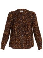 Masscob Leopard-print Ruffled-collar Blouse