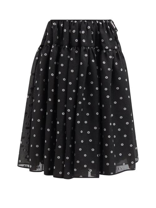 Cecilie Bahnsen - Rosie Tiered Floral-jacquard Midi Skirt - Womens - Black Print