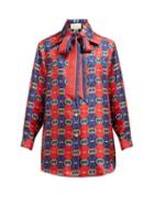 Matchesfashion.com Gucci - Gg Wave Print Silk Twill Shirt - Womens - Red Multi