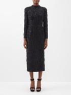 Carolina Herrera - Bead Embroidered Crepe Midi Dress - Womens - Black