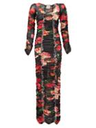 Matchesfashion.com Molly Goddard - Roma Gathered Floral-print Jersey Maxi Dress - Womens - Red Print