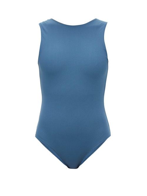 Matchesfashion.com Albus Lumen - High-neck V-back Swimsuit - Womens - Blue