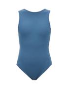 Matchesfashion.com Albus Lumen - High-neck V-back Swimsuit - Womens - Blue