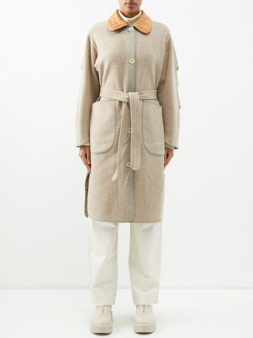 Marfa Stance - Reversible Quilt-trimmed Wool Parka - Womens - Beige Multi