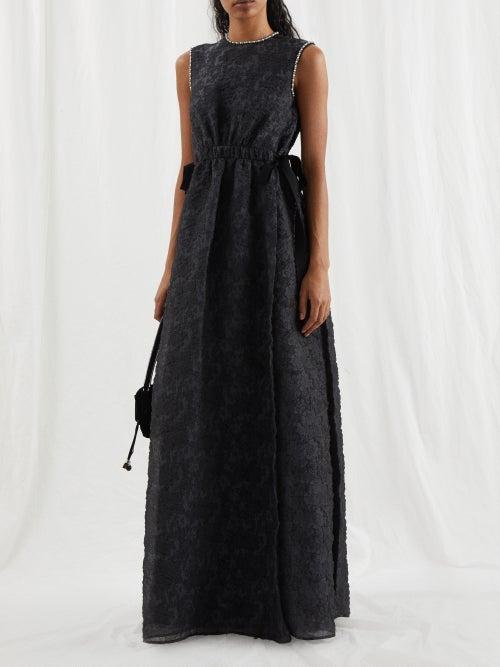 Erdem - Adele Crystal Floral-cloqu Organza Gown - Womens - Black