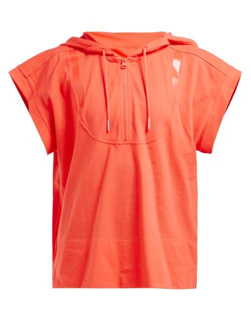 Matchesfashion.com Adidas By Stella Mccartney - Hooded Cotton Blend Piqu Sweatshirt - Womens - Orange