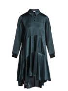 Matchesfashion.com Koch - Panelled Satin Midi Dress - Womens - Navy