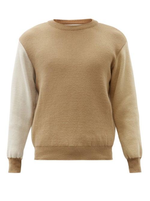 Matchesfashion.com Comme Des Garons Shirt - Panelled Fine-knit Sweater - Mens - Beige