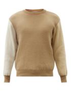 Matchesfashion.com Comme Des Garons Shirt - Panelled Fine-knit Sweater - Mens - Beige