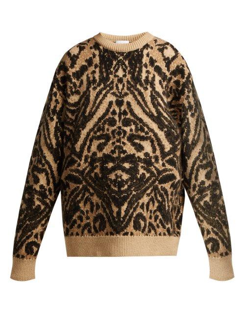 Matchesfashion.com Raey - Displaced Sleeve Tiger Knitted Sweater - Womens - Brown Multi