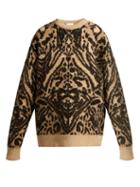 Matchesfashion.com Raey - Displaced Sleeve Tiger Knitted Sweater - Womens - Brown Multi